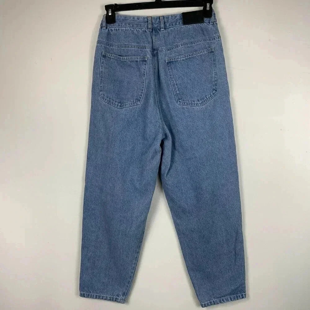 Oak High-Waist Pleated Mom Jean - Blue - 30 - Picture 5 of 8